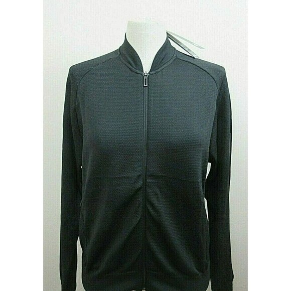 Adidas Women's ID Knit Bomber Full Zip Track Jacket Black White Stripe NWT - Picture 2 of 7